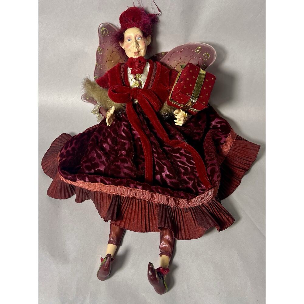 Vintage Elf Fairy Holiday Tree Shelf Decor Victorian Country Cottage Christmas